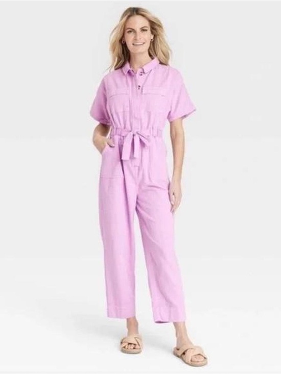 Universal Thread Pants - Universal Thread Purple Utility Short Sleeve Jumpsuit